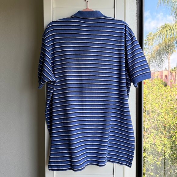Vintage Polo by Ralph Lauren Pique Polo Shirt in Blue Navy White Stripe size L - Picture 4 of 5
